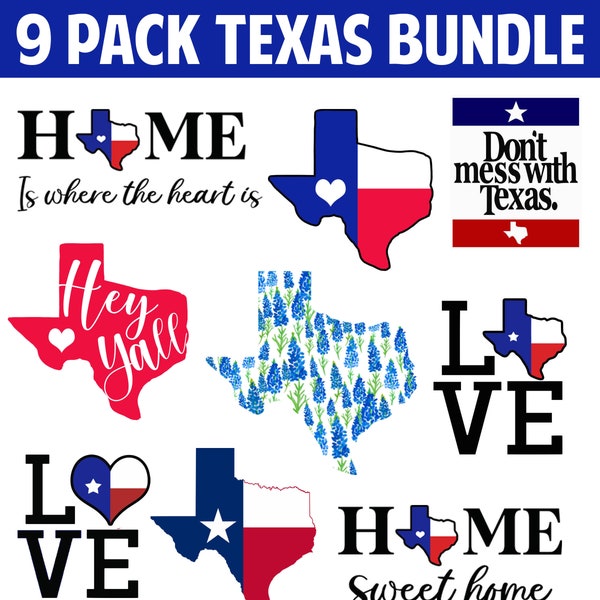 Texas Bundle SVG, Texas State Bundle, Texas Shape, Texas Flag, Texas Shirt Design, Blue Bonnets, Don't Mess With Texas, Cut File Cricut