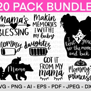 Paquete Mama SVG, Mami y yo svg, Mini yo, Mamá Vida, Niña mamá svg, Niño mamá svg, Camisa de mamá, Día de la Madre, Cortar archivos para Cricut, Silueta
