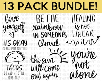 Mental Health SVG Bundle, Positive SVG, Motivational SVG, Mental Health Awareness, Inspirational svg, Cut Files for Cricut, Silhouette