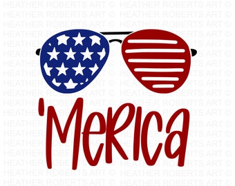Merica Sunglasses SVG: 4th of July USA Flag (Cut File)