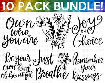 Positive Quotes SVG Bundle, Hand-lettered Quotes svg, Happy Svg, Motivational Quotes, Inspirational Quotes, Life Quotes, Cut file for Cricut