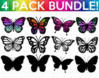 Layered Butterfly SVG Bundle, Butterfly SVG, Butterfly Silhouette, Monarch Butterfly, Clipart, Cricut Cut file