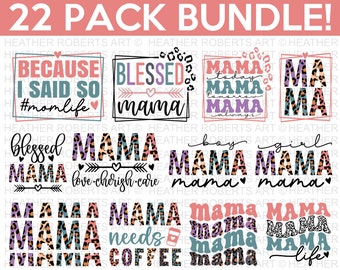 Mama SVG Bundle, Mother's Day SVG, Mom Life, Girl Boy Mama, Retro Mama, Mom Quotes svg, Blessed Mama svg, Cut Files for Cricut, Silhouette