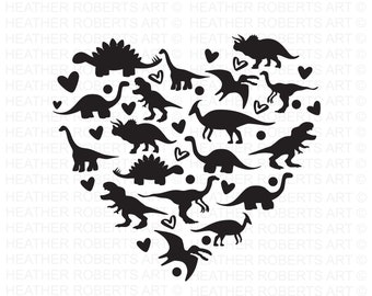 Dinosaurier Herz SVG, Valentinstag Dinosaurier SVG, Dinosaurier SVG, Valentinstag Shirts SVG, Valentinstag Geschenk, Kindershirt SVG, Cut File Cricut