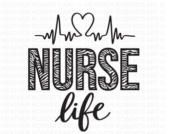 Estampado de cebra de Nurse Life SVG, PNG, DXF (Descarga digital)