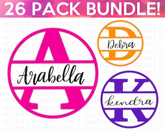 Keychain Split Monogram SVG Bundle, Keychain Monograms SVG, Keychain Split Circle Alphabet SVG Bundle, Round Keychain Cut Files for Cricut