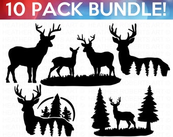 Deer SVG Bundle, Deer SVG, Nature Deer svg, Mountains svg, Animals svg, Deer Silhouette, Deer Clipart, Merry Christmas, Cut File for Cricut