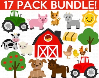 Farm Animals SVG Bundle, Cute Farm Animals SVG, Barn svg, Farmyard Animals svg, Sheep svg, Cow svg, Horse, Cut Files for Cricut, Silhouette