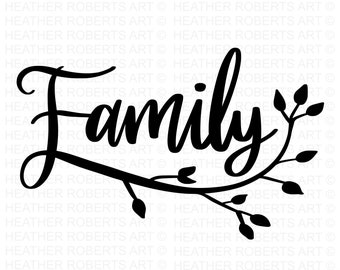 Family Cursive SVG, Family Wall Decor SVG, Family SVG, Family Design svg, Hand-lettered Family Design svg, Word Art svg, Cut File for Cricut