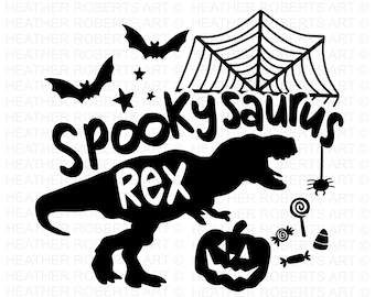 Halloween Dinosaur SVG, Spooky Saurus Rex SVG, T-Rex with Pumpkin, Halloween SVG, Halloween Shirt svg, Halloween Costume Svg,Cricut Cut File