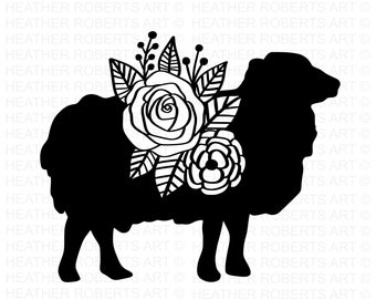 Floral Sheep SVG, Floral Farm Animals SVG, Sheep svg, Farmhouse SVG, Farmhouse Sign, Farmhouse Decor svg,  Farm Life, Cut File Cricut