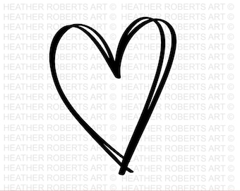 Hand Drawn Heart Svg Etsy