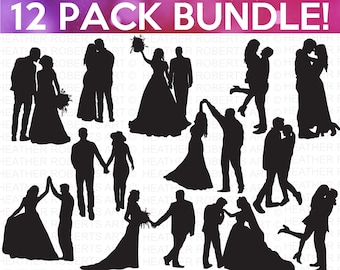 Wedding Silhouette SVG Bundle, Bride svg, Groom, Bridal Party svg, Wedding svg, Wedding Signs, Wedding Shirts, Cut File Cricut, Silhouette