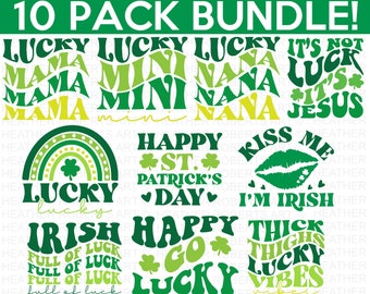 Retro St. Patrick's Day SVG Bundle,  St Patrick's Day Quotes, Rainbow svg, Lucky SVG, St Patricks Day Rainbow, Shamrock,Cut File Cricut