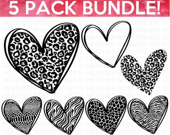 Imprimés Animaux Valentine Hearts SVG Bundle, Leopard Heart svg, Valentine Hearts svg, Cute Hearts svg, Heart Shirt , Love svg, Cut File Cricut