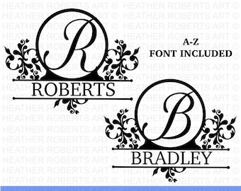 Split Fancy Monogram Alphabet SVG, PNG, Split Monogram Frame Alphabet, Cut File for Cricut, Silhouette, 26 Individual Svg Png Dxf Cut Files