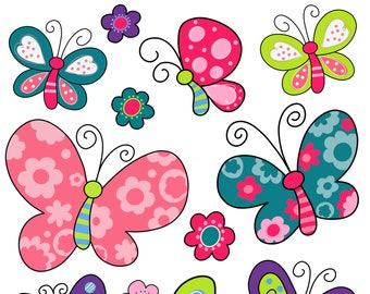 Clipart papillons, papillon PNG, clipart papillon, fleurs, monarque, insectes, numérique, scrapbooking, autocollants, sans couture