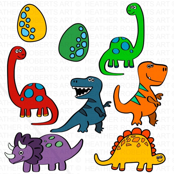 Dinosaur Clipart, Dino PNG, Baby Dino Clip Art, T Rex, Triceratops, Brachiosaurus, Nursery Dinosaurs, Water Color Dinosaur PNG