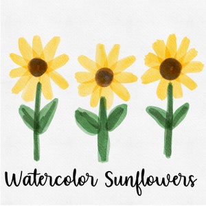 Sunflower Clipart, Sunflower Watercolor PNG, Digital Download, Summer Clipart