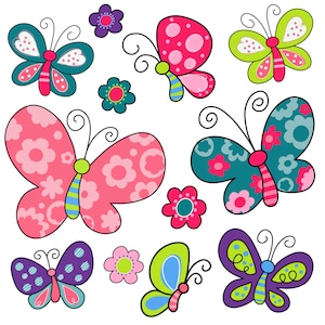 Butterflies Clipart, Butterfly PNG, Butterfly Clipart, Flowers, Monarch Butterfly, Insects, Digital, Scrapbooking, Stickers, Seamless