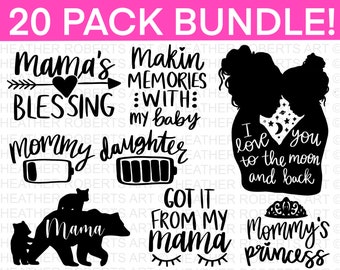 Mama SVG Bundle, Mommy and Me svg, Mini me, Mom Life, Girl mom svg, Boy mom svg, Mom Shirt, Mother's Day, Cut Files for Cricut, Silhouette