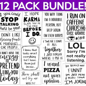 Bundle SVG sarcastique, SVG drôle, blague svg, Svg impertinent, méchant svg, Svg humoristique, fichier de coupe pour Cricut, Silhouette, camée, Png, Eps, Dxf