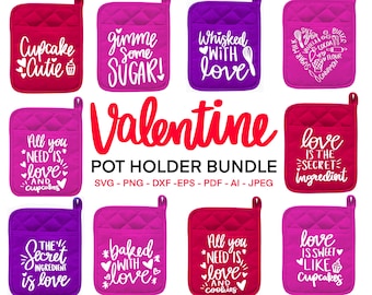 Bundle SVG manique Saint-Valentin, manique svg, SVG mitaines de four, cuisine SVG Bundle, Svg de cuisson, citations drôles de cuisine, fichier coupe Cricut