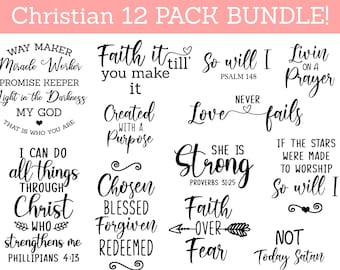 Christian Bundle SVG, pakiet pism świętych, Instant Download, pakiet wersetów biblijnych, pliki cięte dla Cricut, religijne SVG, Jezus, Bóg, wiara SVG DXF