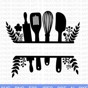 Kitchen Split Frame SVG, Kitchen Monogram svg, Flourish Kitchen SVG, Cooking Monogram svg, Kitchen Cut File, Cut File Cricut, Silhouette