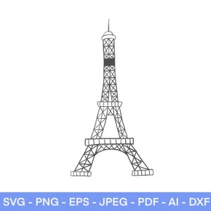 Tour Eiffel SVG, SVG de Paris, France SVG, ville française svg, svg de voyage, fichier de coupe pour Cricut, Silhouette, transfert de vinyle, sublimation