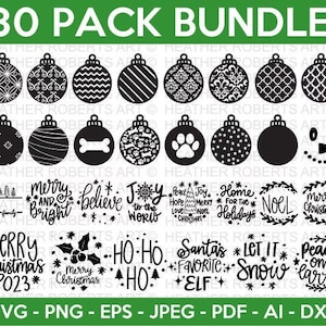 Christmas Ornaments SVG Bundle, Round Ornaments SVG, Christmas SVG, Christmas 2022 svg, Winter svg, Hand-lettred, Cut File Cricut,Silhouette