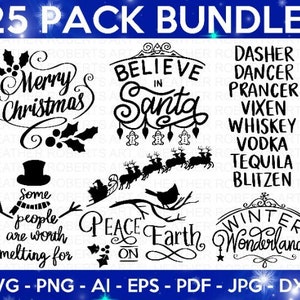 Christmas SVG Bundle: Funny Winter Quotes, Santa, Holiday (Cut Files)