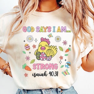 God Says I Am Strong PNG, Easter png, Spring PNG, Easter Egg Png, Easter Designs Png, Happy Easter Png, Christian Easter,Sublimation PNG