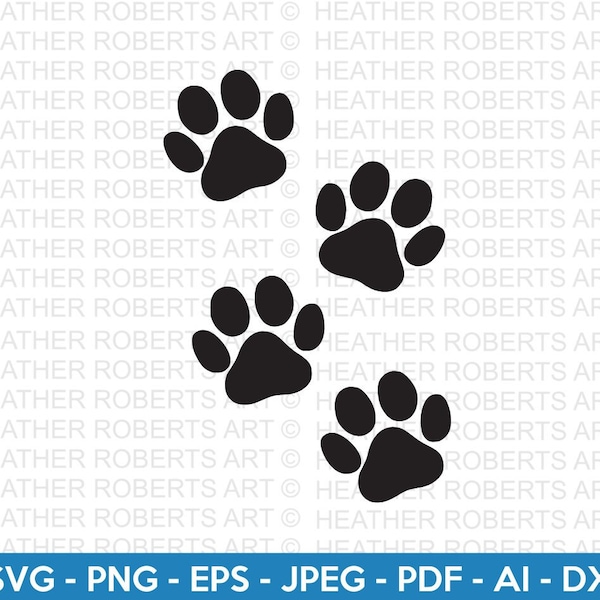 Dog Paw Prints Svg, Dog Svg, Paw SVG, Animal Paw Svg, Animal Svg, Dog Paw Print, Paw Print, Animal Print, Cut Files for Cricut, Silhouette