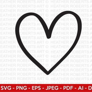 Hart overzicht Svg, hart SVG, schets, handgetekende hart svg, Valentine hart svg, hartvorm, liefde Svg, Valentine, gesneden bestanden Cricut, silhouet