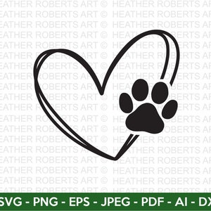 Dog Paw Heart Svg, Dog Svg, Paw SVG, Animal Paw Svg, Animal Svg, Dog Paw Print, Paw Print, Animal Print, Cut Files for Cricut, Silhouette