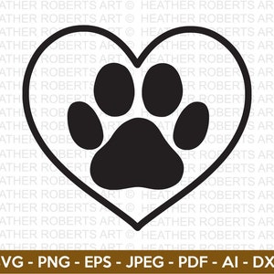 Dog Paw Heart Svg, Dog Svg, Paw SVG, Animal Paw Svg, Animal Svg, Dog Paw Print, Paw Print, Animal Print, Cut Files for Cricut, Silhouette