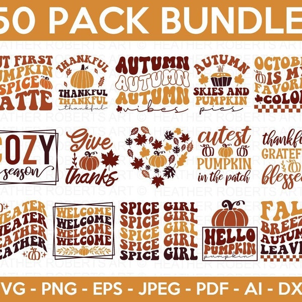 Autumn SVG Bundle, Fall SVG Bundle, Thanksgiving Svg, Fall Svg, Autumn Svg Fall Svg Designs Autumn Quotes, Cut Files for Cricut, Silhouette