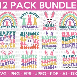 Easter SVG Bundle, Easter SVG, Retro Easter Designs svg, Happy Easter SVG, Easter Bunny svg, Easter for Kids, Cut File Cricut, Silhouette