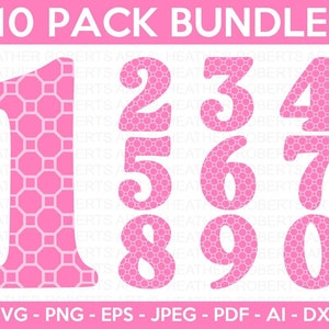 Pacchetto SVG di numeri, numeri numerici in formato Svg, monogrammi di numeri, conteggio dei numeri in formato Svg, disegni di numeri in formato Svg, file di taglio Cricut, sagoma
