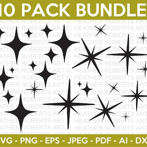 Sparkle SVG-bundel, Sparkle Stars SVG, Stars Svg, Star Clipart, Bright Stars, Twinkle Stars, Instant Download, Cricut Cut-bestand, Silhouet