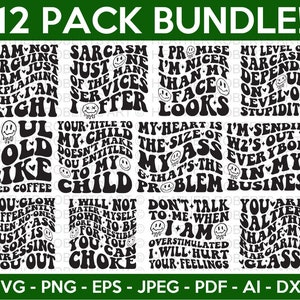 Retro sarkastisches SVG-Bundle, sarkastisches SVG-Bundle, sarkastisches Sprichwort SVG, lustiges Bügelbild, schmelzendes Gesicht Bügelbild, gemeines Bügelbild, humorvolles Bügelbild, Schnittdatei für Cricut