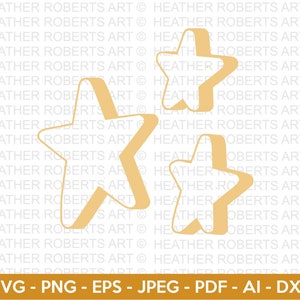 3D Sterne SVG, 3D Form SVG, 3D Design, Stern Clipart, helle Sterne, funkelnde Sterne, Instant Download, Cricut Cut Datei, Silhouette