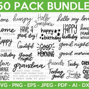 Zitate und Kalligraphie svg Bundle, Positive Zitate, Kalligraphie-Zitate, Inspirational Zitate, Positive Vibes, druckbare Karte, Cut File Cricut