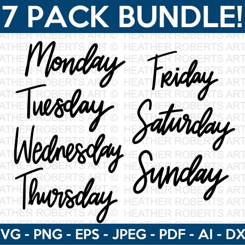 Days of Week Svg - Etsy