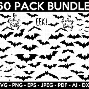 Bats SVG Bundle, Halloween SVG, Halloween Decors svg, Halloween Bat svg, Halloween Design svg, Halloween Vibes, Cut Files Cricut, Silhouette