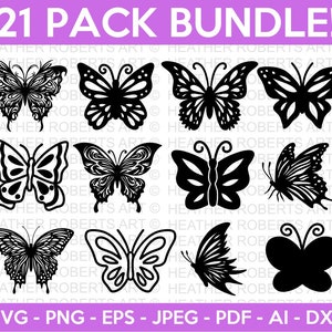 Bundle Svg papillon, Svg papillon, Doodle Svg papillon, Svg papillon monarque, Clipart papillon, fichier de coupe Cricut, Silhouette