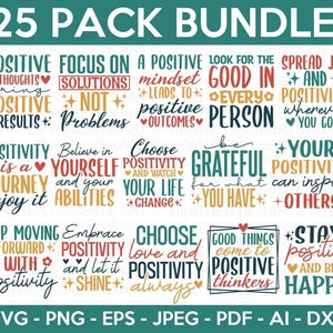 Positive Zitate SVG Bundle, motivierende Zitate SVG, inspirierende Zitate SVG, Lebensgefühle, positive Vibes, Schnittdatei für Cricut