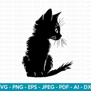 Chat SVG, SVG Animal, chaton, maman chat SVG, SVG pour amoureux des chats, chat Silhouette Svg, Svg pour amoureux des animaux, fichier coupe Cricut, Silhouette