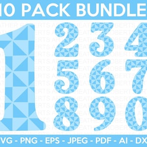 Pacchetto SVG di numeri, numeri numerici in formato Svg, monogrammi di numeri, conteggio dei numeri in formato Svg, disegni di numeri in formato Svg, file di taglio Cricut, sagoma